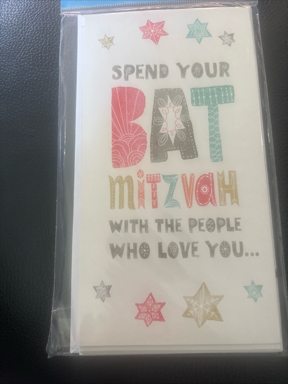 Hallmark 6 bat mitzvah Mazel Tov Gift/Money Card Set